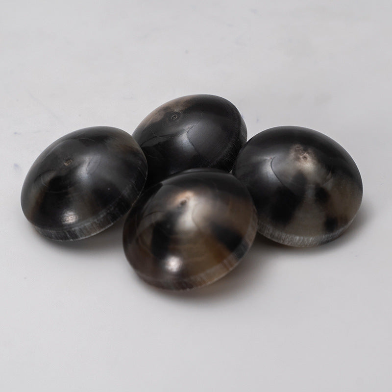 Vintage horn shank buttons, 20mm, dark brown-gray domed discs, several pieces