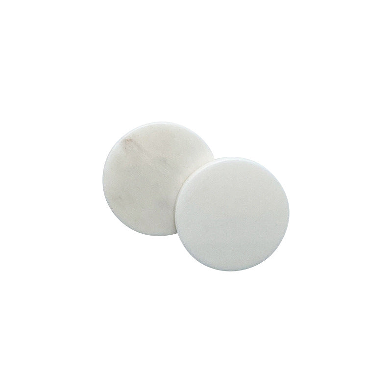 White round-edge bone buttons showing shank stems (pair)
