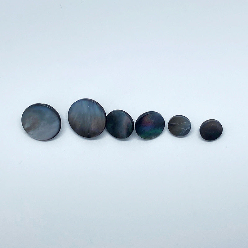 11,5–20 mm Muschelknöpfe mit Schaft, Sortiment runder Knöpfe in dunklem Schimmer