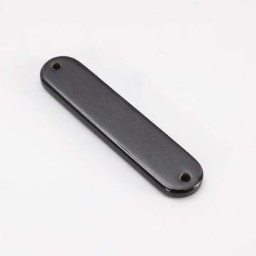 Black oval 2-hole horn button, 45mm—single button view