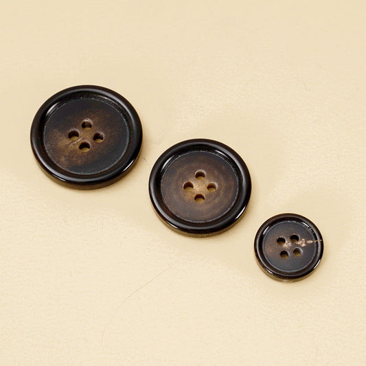 40/44/48L Black Coffee Horn Round Four-Hole Suit Buttons 10pcs Dark Coffee