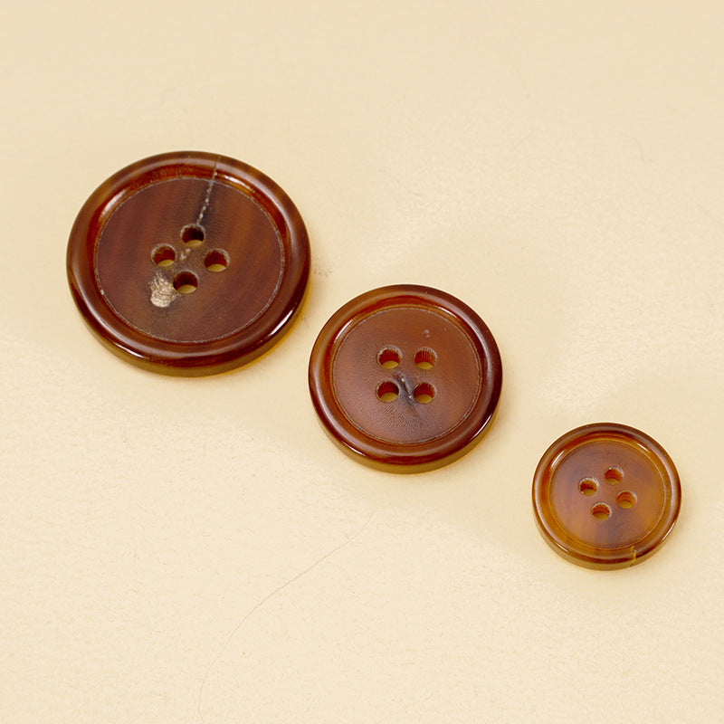 Light coffee round four-hole suit buttons, horn-look, 3-piece view