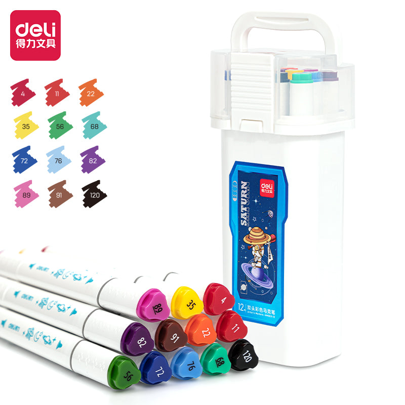 DELI HM903 12/24/36/48/60 Colors Alcohol Based Art Markers Dual Tip
