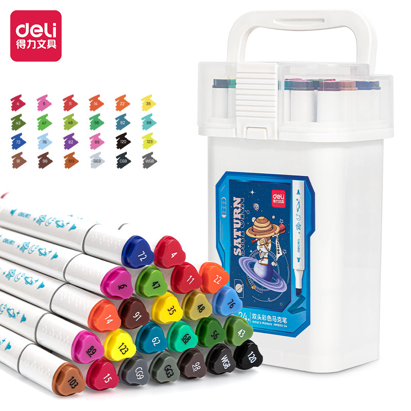 DELI HM903 12/24/36/48/60 Colors Alcohol Based Art Markers Dual Tip