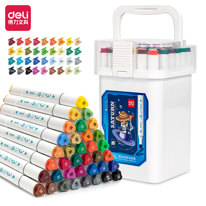 DELI HM903 12/24/36/48/60 Colors Alcohol Based Art Markers Dual Tip