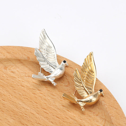 Dove Metal Brooch Pin for Men's and Women's Suits 5pcs