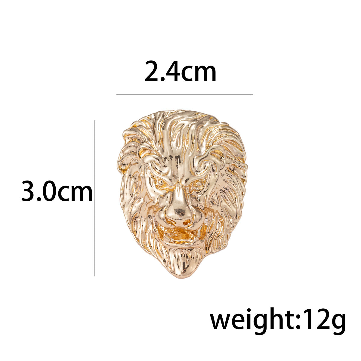 Lion head brooch size: 2.4 cm by 3.0 cm; weight 12 g