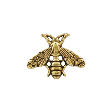 Retro bee brooch pin by Lotsofbuttons, gold-tone metal with detailed wings and dots