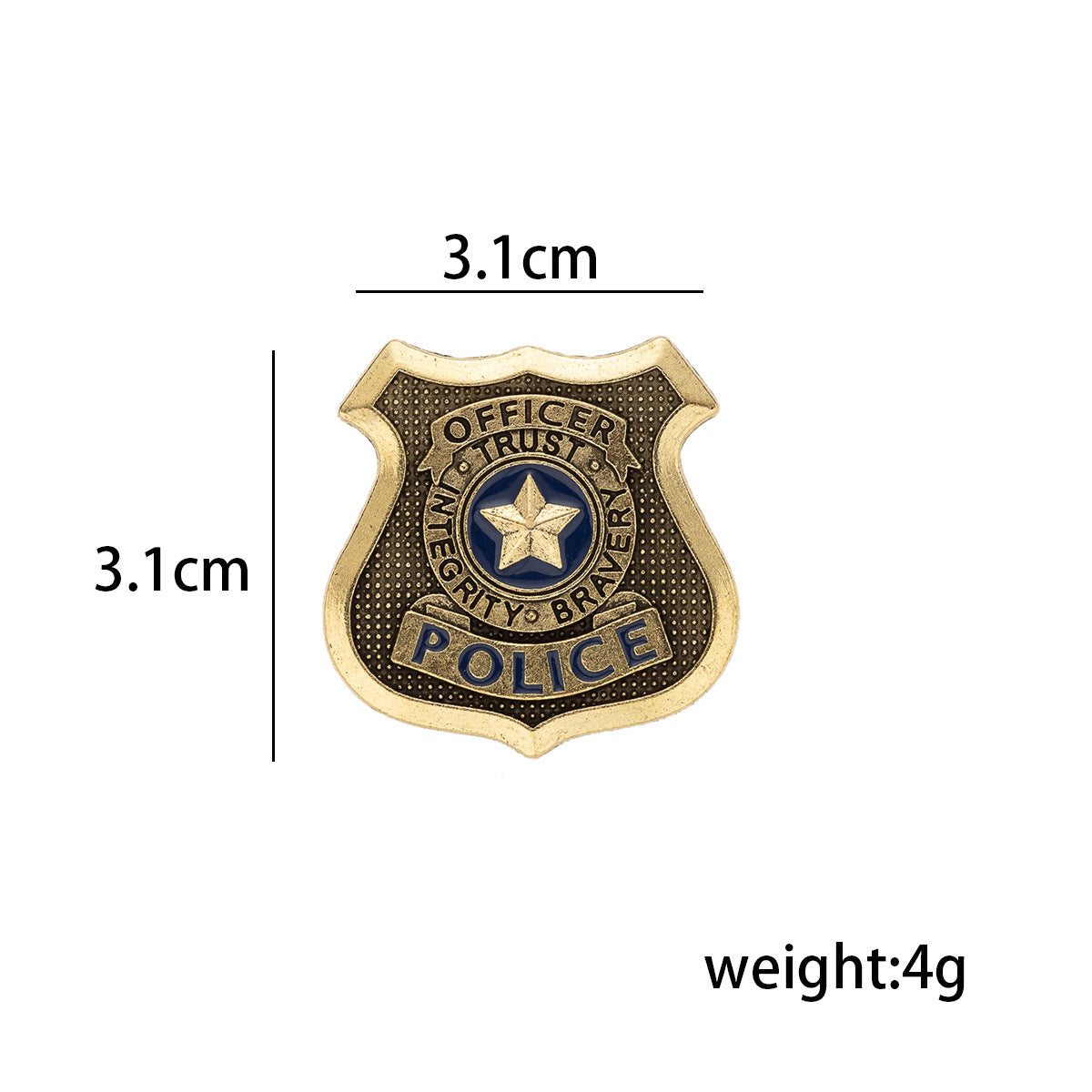 Police-Schild Ansteckpin, ca. 3,1 cm, Gewicht ca. 4 g