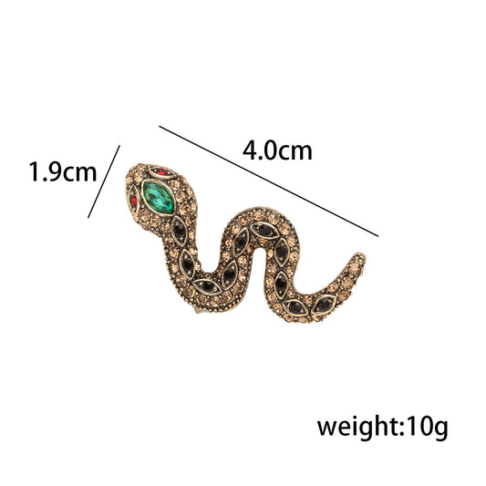 Retro Rhinestone Little Snake Brooch Animal Pin 2 Pack