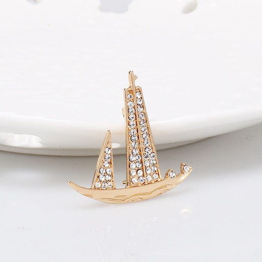 Retro British Style Navy Sailing Boat Brooch for Men 4 Pack