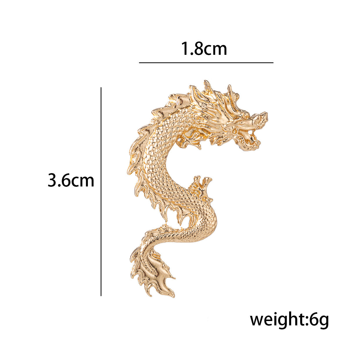 Goldfarbene Drachen-Anstecknadel, Maße 1,8×3,6 cm, 6 g