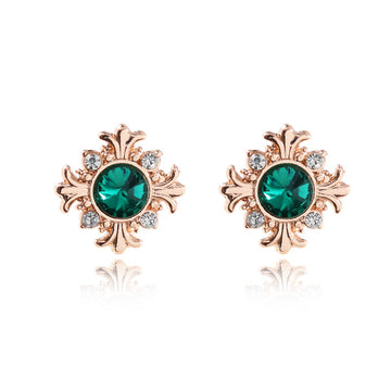Green crystal cross lapel pin, rose-gold tone, clear accents (2-pack shown)