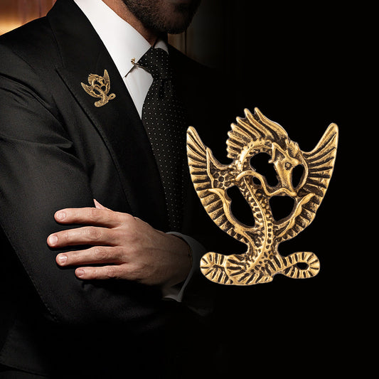 Men's Vintage Palace Style Flying Dragon Brooch 4 Color Pack