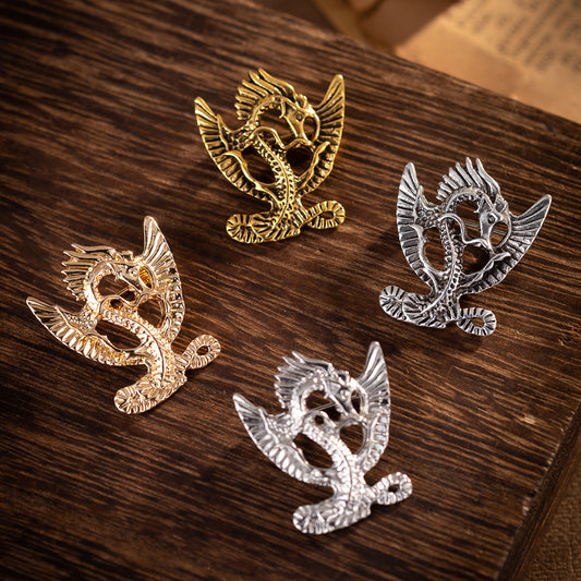 Men's Vintage Palace Style Flying Dragon Brooch 4 Color Pack