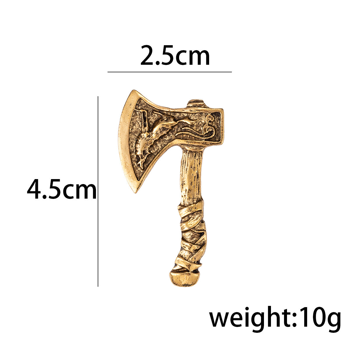 Gold axe brooch, 4.5cm length x 2.5cm width; weight 10g