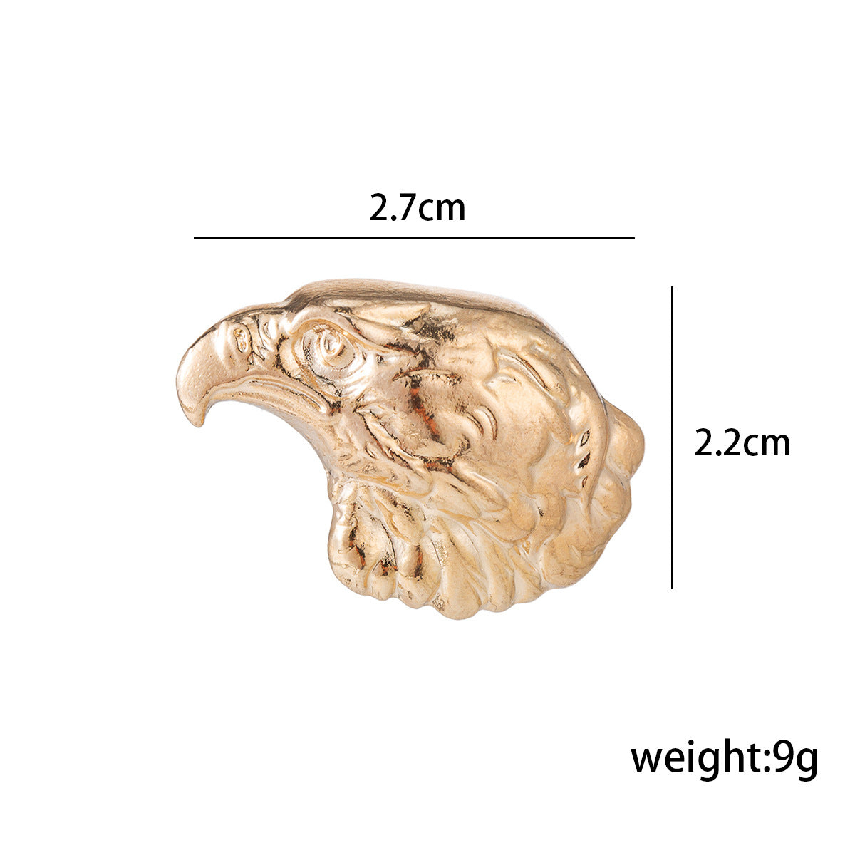 Gold-tone eagle head brooch pin, 2.7cm x 2.2cm