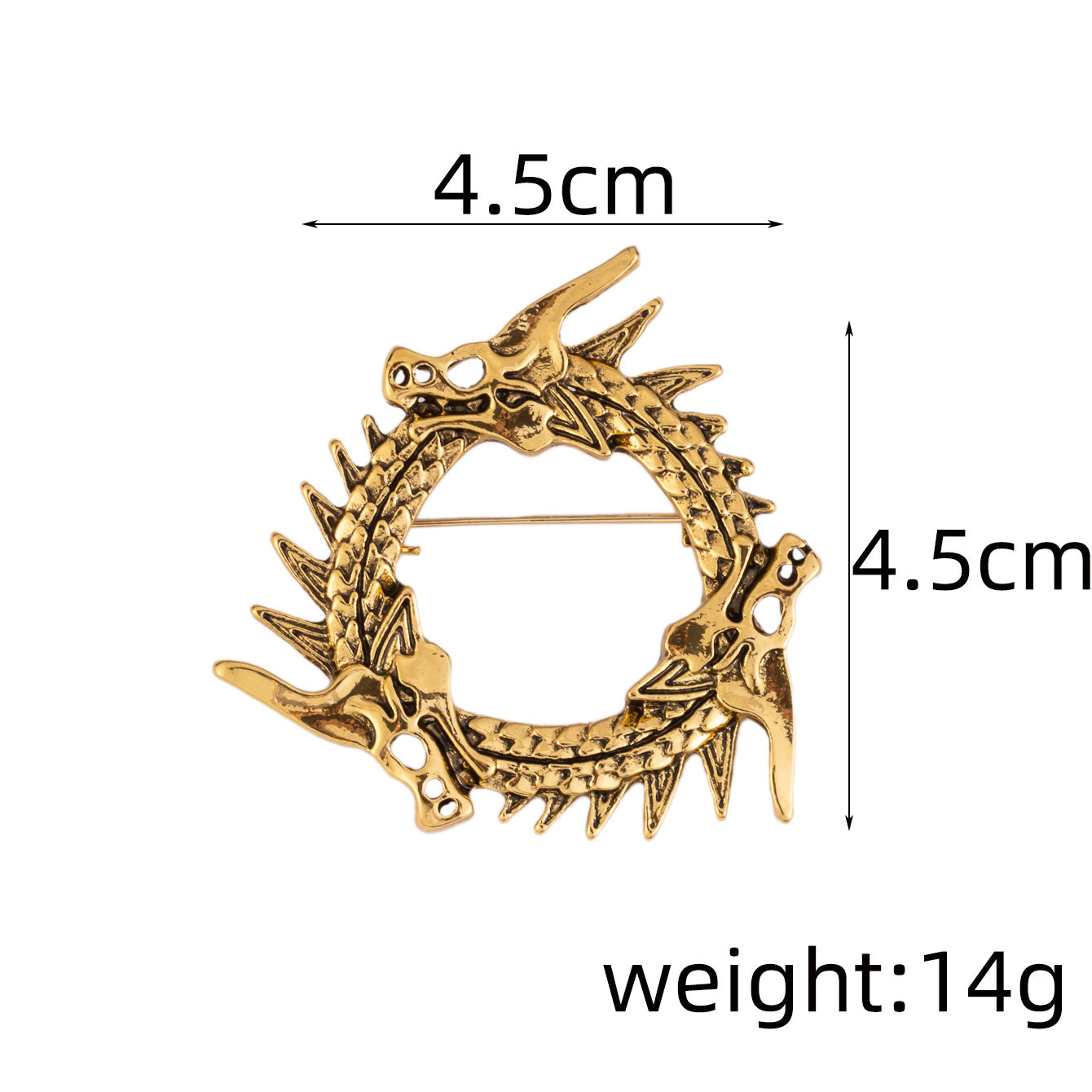 Three-headed dragon brooch, 4.5 cm; antique gold; weight 14 g