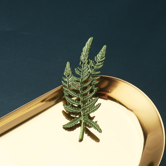 Korean Fashion Green 3D Leaf Brooch Creative Plant Pearl Pin 8 Pack