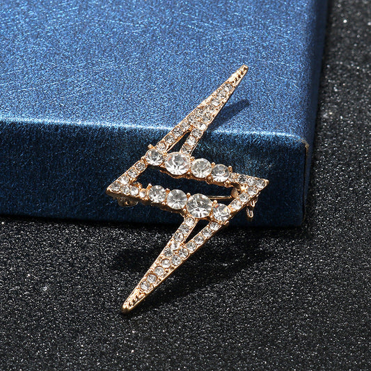 “Z” Lightning-Shaped Diamond-Inlaid Men's Brooch 4pcs Gold