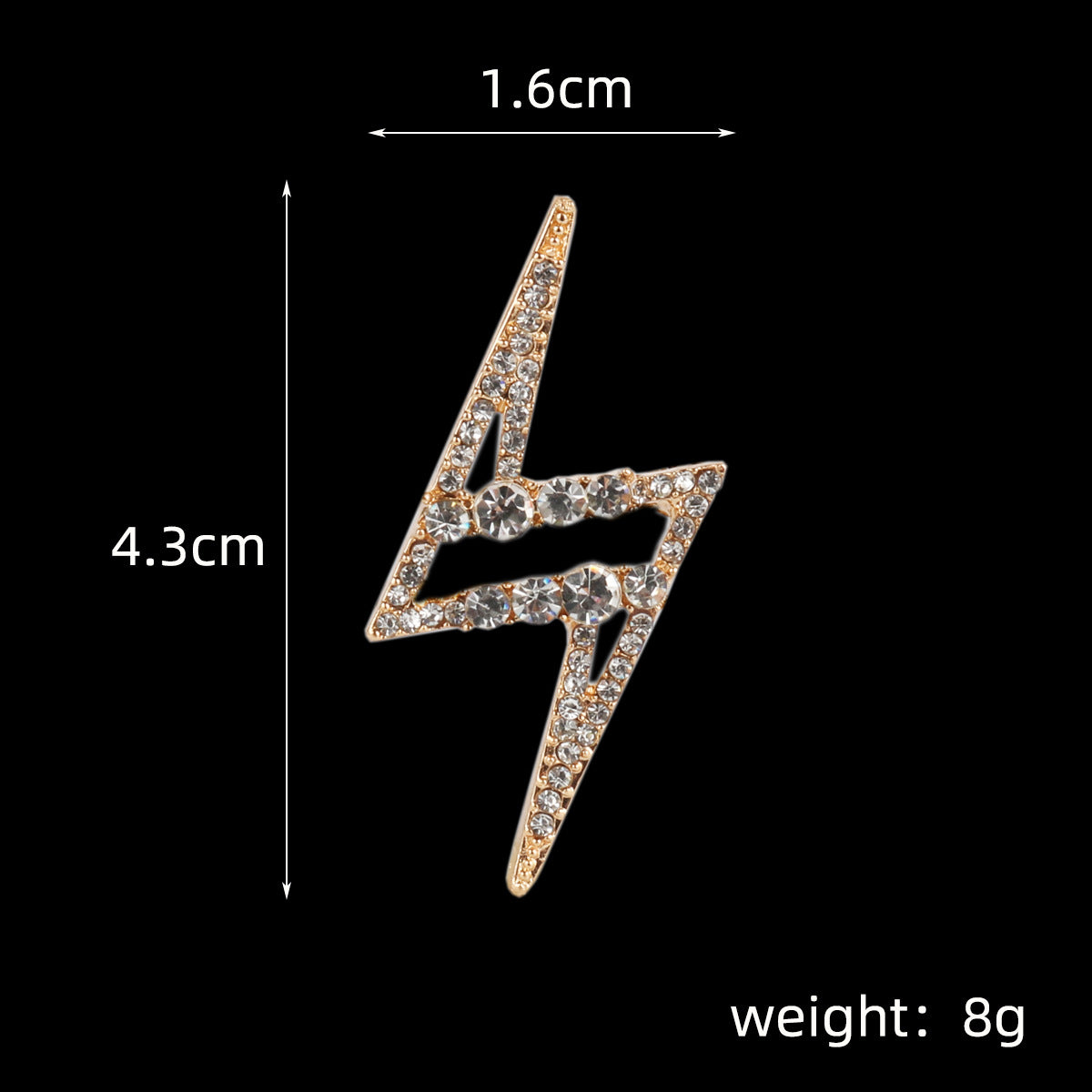 Gold lightning Z brooch, diamond-inlaid, 4.3cm x 1.6cm size