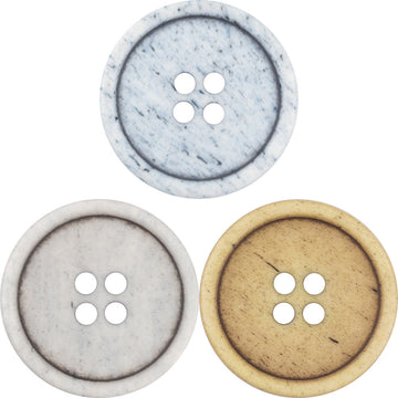 Sky blue round 4-hole vintage cow bone button, 15–25mm