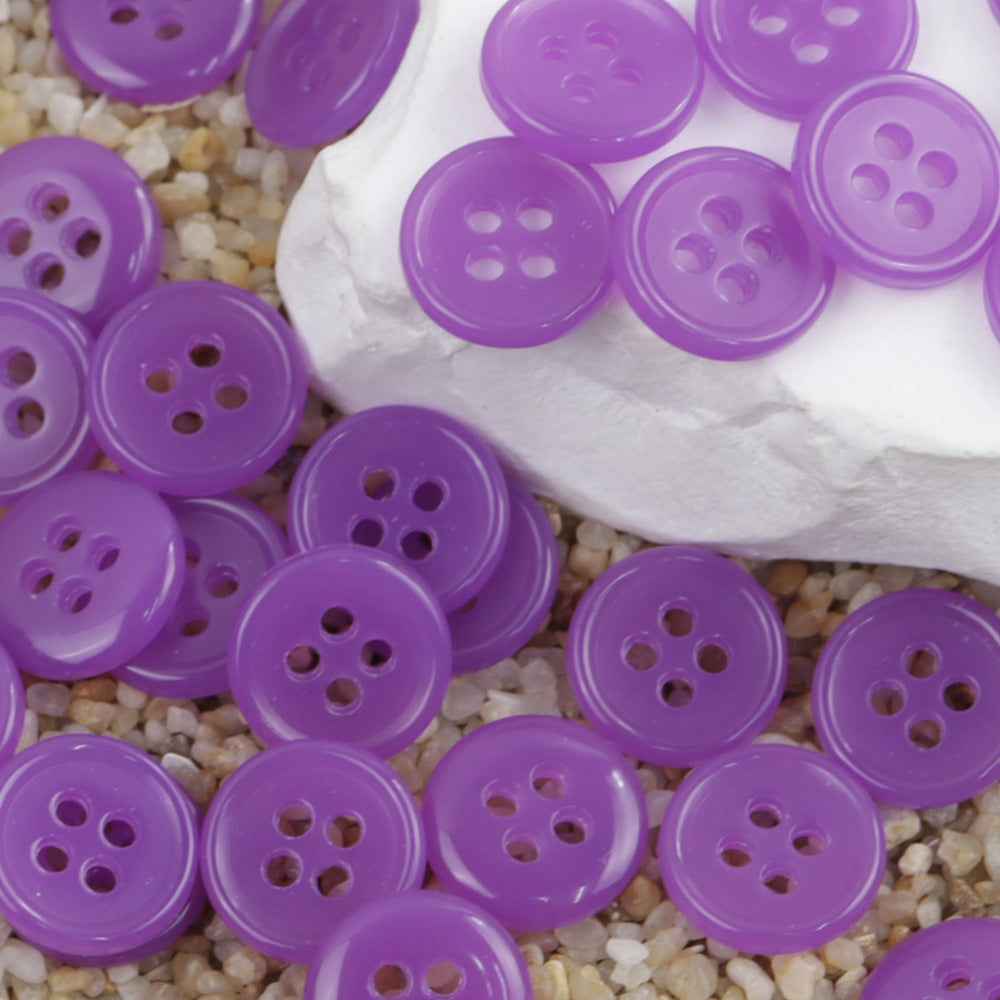 Violet purple 4-hole round urea buttons, assorted pieces
