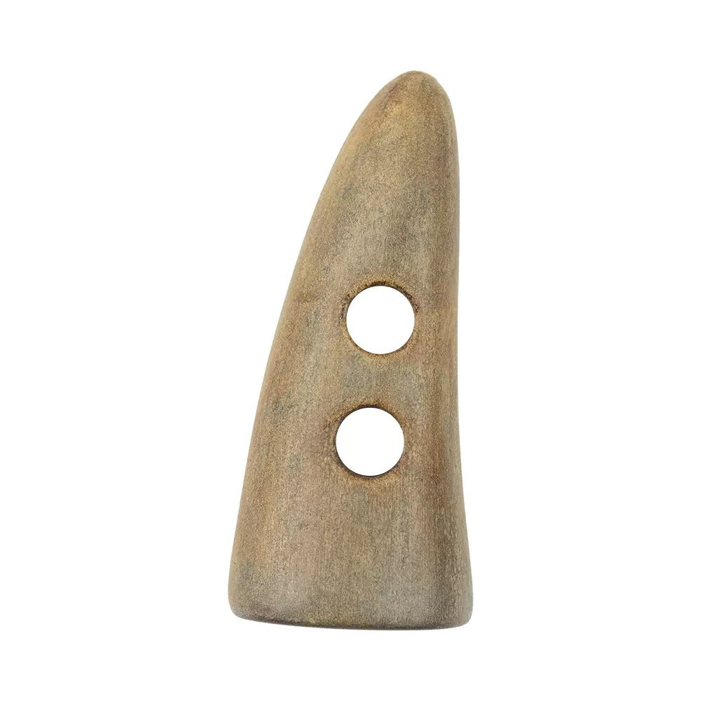 48.5mm vintage horn-look toggle button, irregular burnt tan, two holes