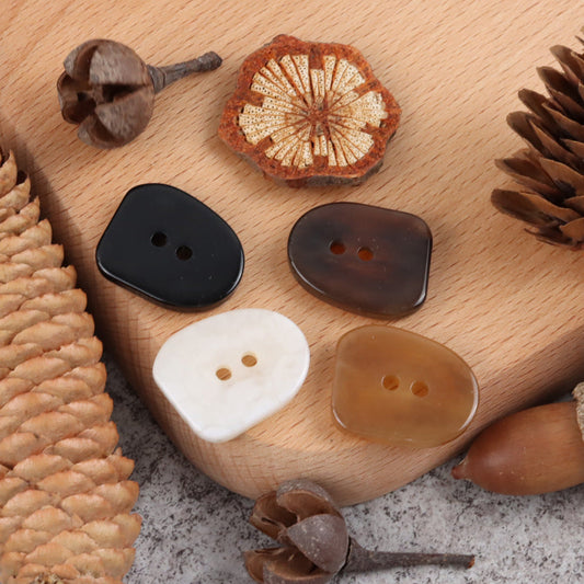 25mm Coffee,Dark Brown and Off White Nail Shaped Two Hole Resin Buttons 30PCS