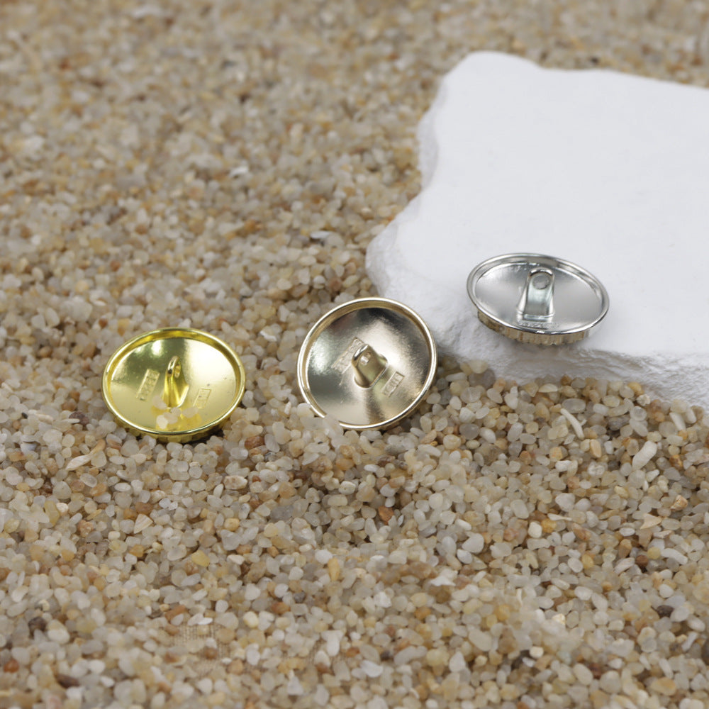 Metal shank buttons with bowknot floral pattern, silver and gold backs