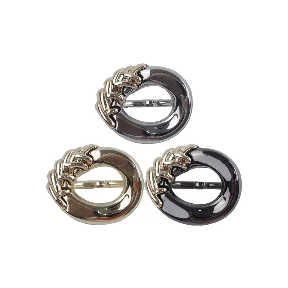 21mm antique oval metal shank buttons, gunmetal black and silver finish, 3 shown