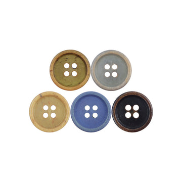 Kuhhornknöpfe mit 4 Löchern, schwarz-braun, runde 11,5 mm (12er Pack)