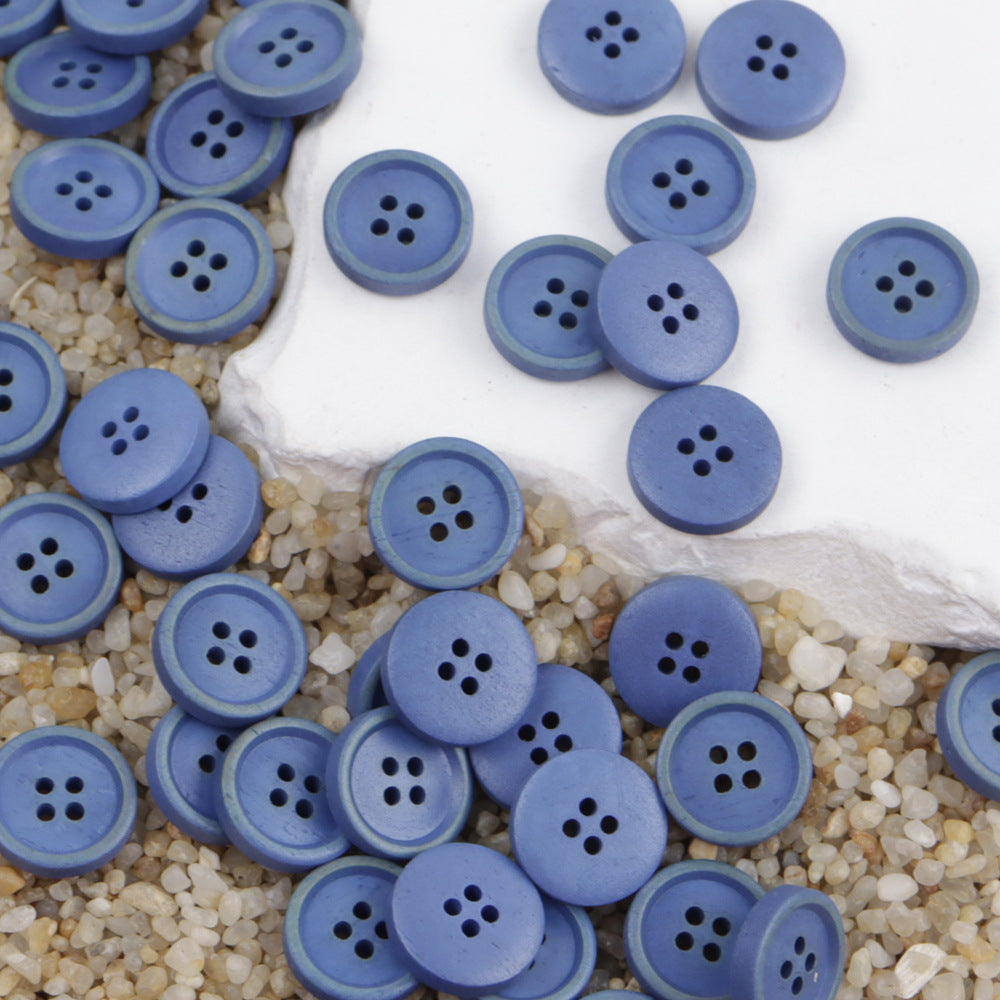 Runde Hemdknöpfe, blau, 4 Löcher, 11,5 mm, mehrere Stück