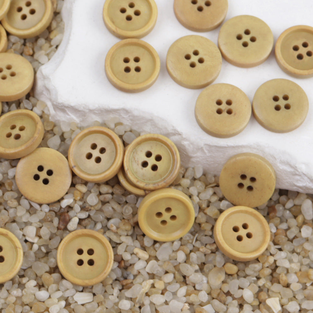 Runde Hemdknöpfe, khaki/goldfarben, 4 Löcher, 11,5 mm, mehrere Stück