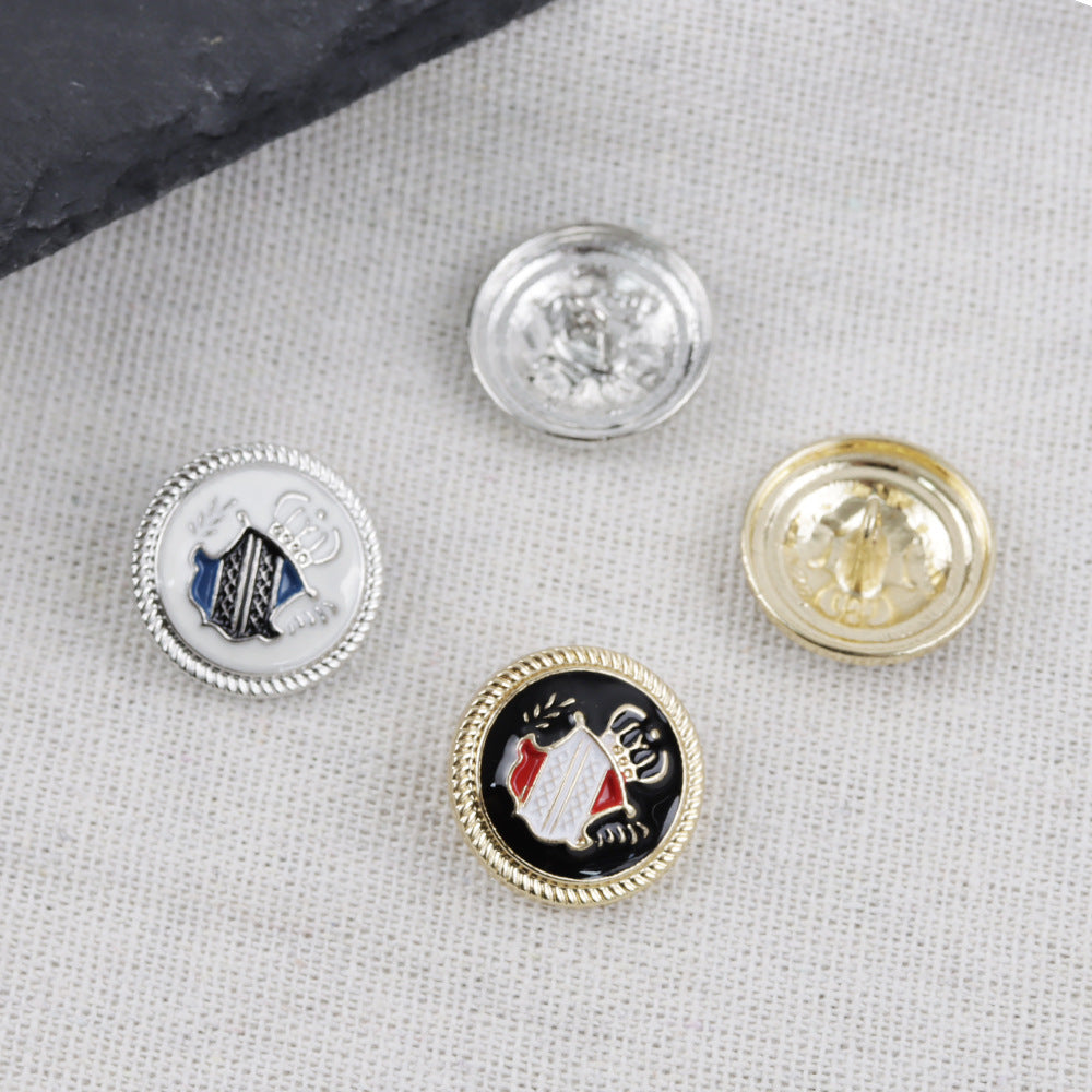 Ensemble boutons à tige: face argent et or, vue arrière métallique