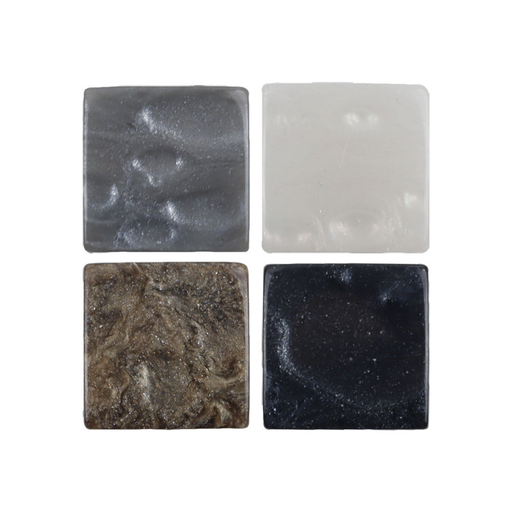 Square pearlized ripple metal-resin shank buttons, dark gray