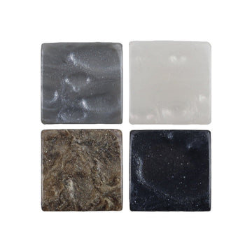 Square pearlized ripple metal-resin shank buttons, dark gray