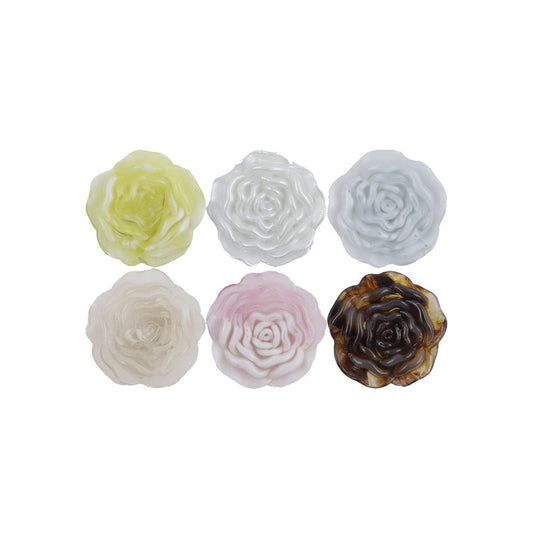 1 inch 3D Rose resin buttons, assorted pastel: yellow-green, white, light-blue, pink