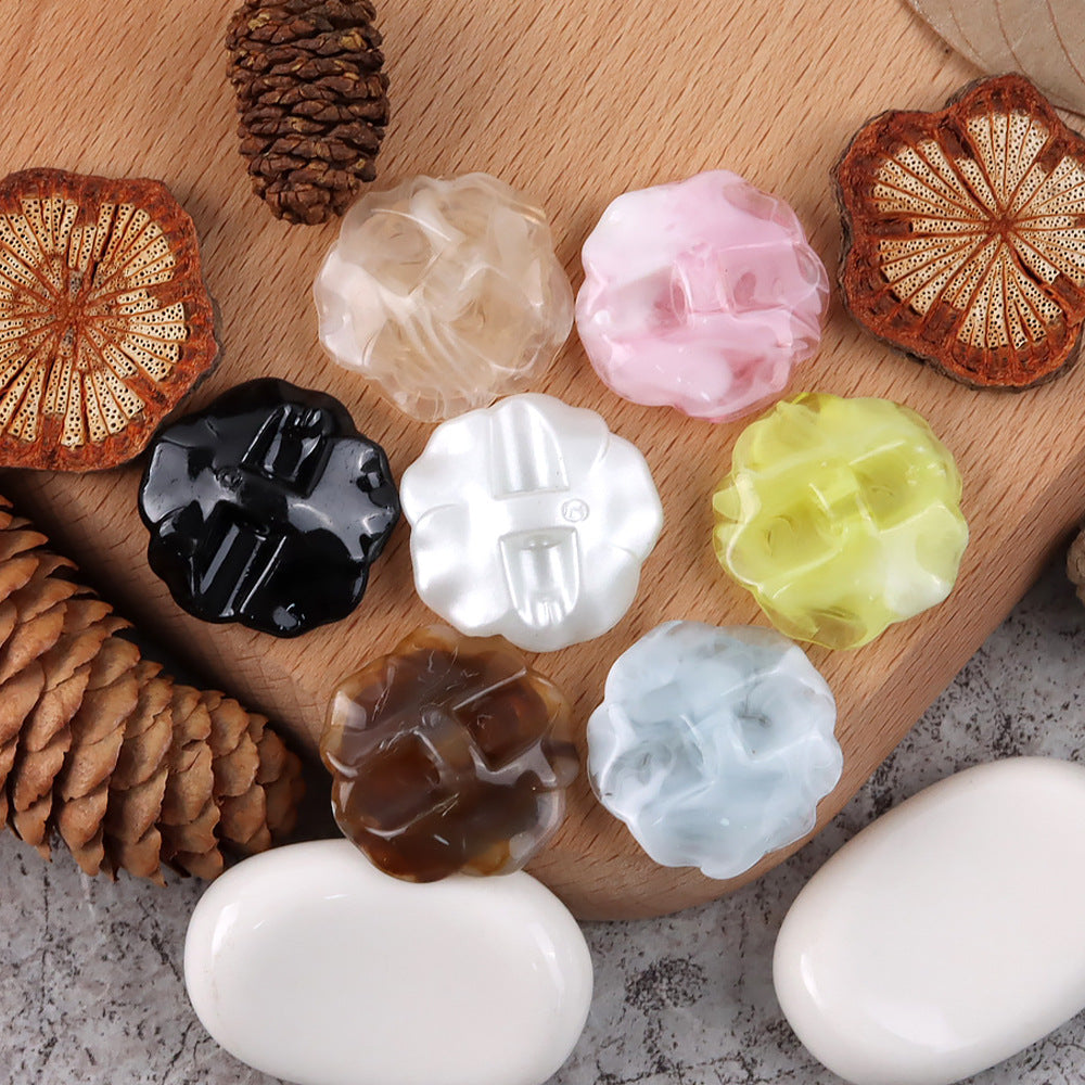 1 inch 3D Rose resin buttons assortment: white, pale pink, yellow-green, black, dark brown