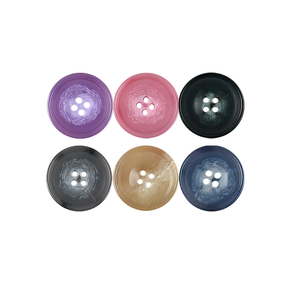 Round 4-hole urea buttons, purple, rose, black, dark gray, beige, navy blue mix