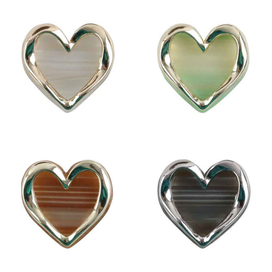 Heart Shaped Resin Metal Shank Buttons for Women's Blouses Jackets 10pcs