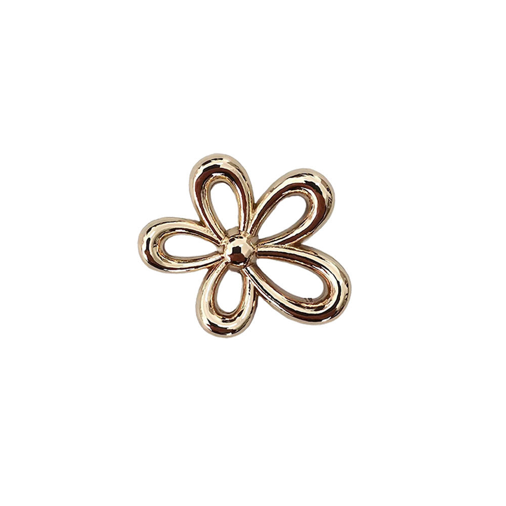 Shiny gold flower metal button with shank, 18/23mm