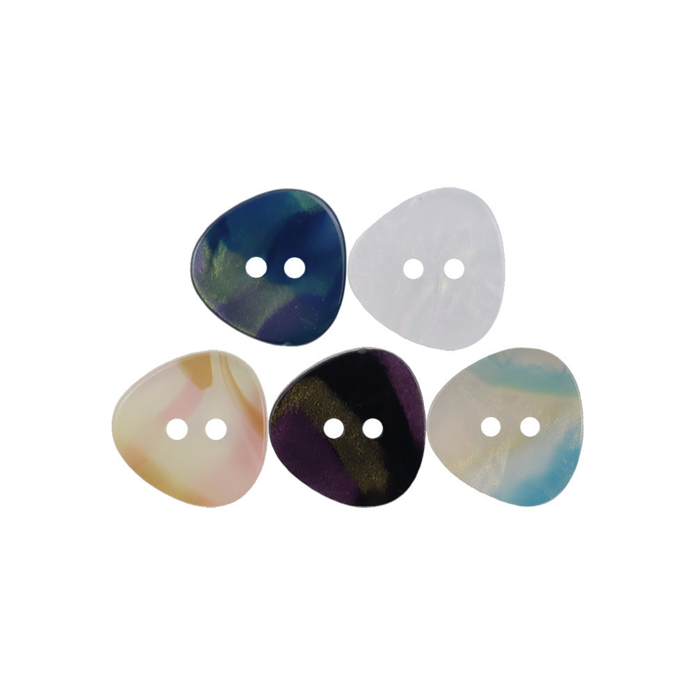 12mm triangular resin buttons, mixed colors, 2-hole faces