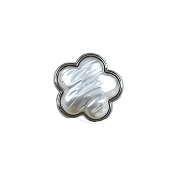 3D small floral metal resin button, silver finish with shank, 14mm