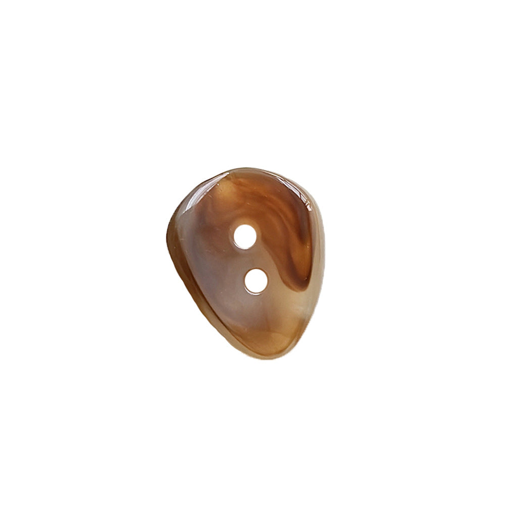Amber melon-seed resin button, 2 holes, 23x28mm (single)