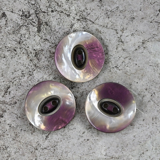 25/28mm Silver-White Purple Gradient Pearlized Resin Two Hole Buttons 20pcs