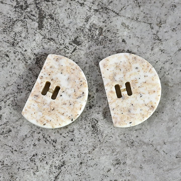 25mm light khaki semi-circular double-sided resin coat buttons, 2-hole slot