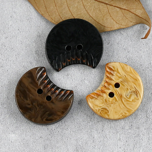 Crescent Shaped Resin Buttons Little Devil Emoji 2 Hole for Sweater Coat 30pcs