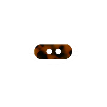 Coffee-amber long strip resin button, flat oval with two holes, 41mm