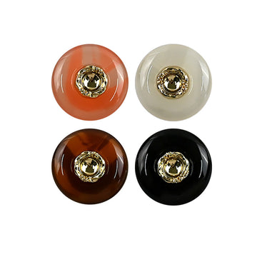 Assorted resin coat buttons with metal shanks—orange, white, brown, black, gold centers